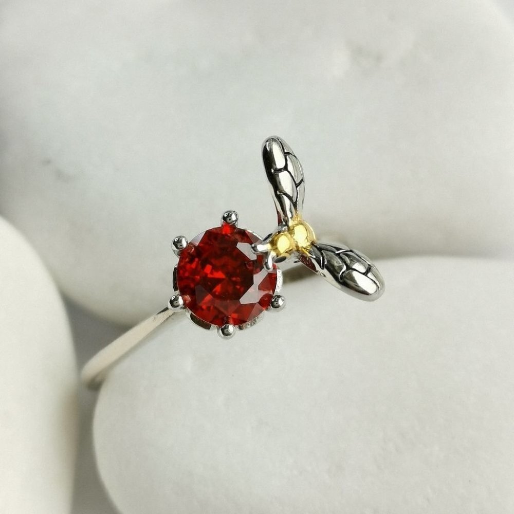 Spessartite Garnet Bee sterling silver ring size 7 🆕 - Picture 6 of 11